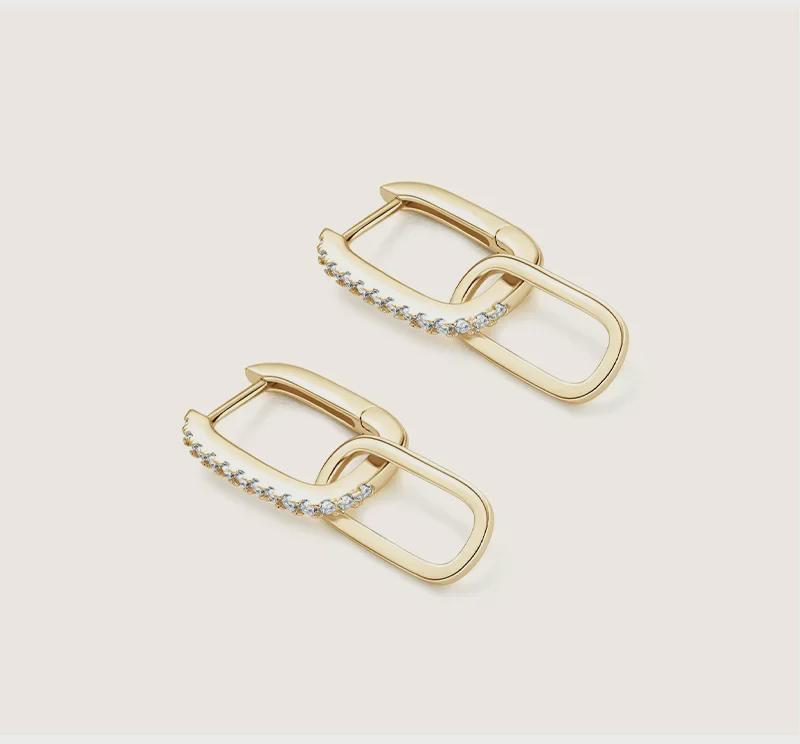 Элегантные женские серьги-кисточки с двойным кольцом и муассанитом - серебро S925, дизайн класса люкс