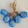 Blue Hand Painted Festive Decor Cow Bells Set of 10 with Jute Ropes