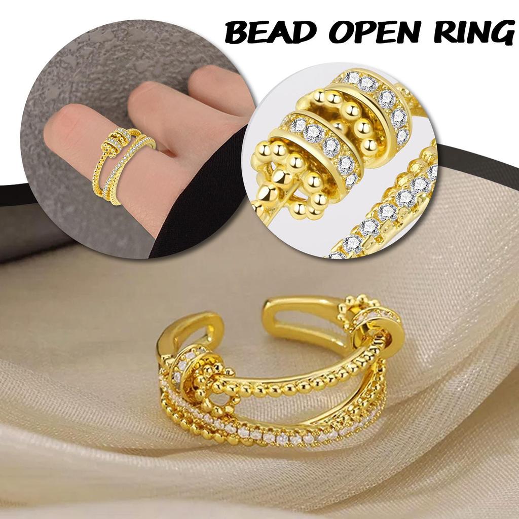 Кольцо против тревоги, вращающееся кольцо для женщин и мужчин, кольца для снятия стресса на палец, регулируемые кольца с бусинами