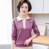 Мамин свитер с лацканами, трикотажный, средней и пожилой, весенний, с длинным рукавом, футболка для ношения под низ, новый тонкий свитер для женщин среднего возраста