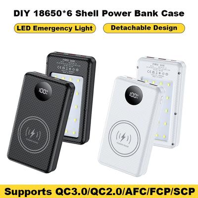 Корпус Power Bank DIY на 6 аккумуляторов 18650 со съемным светодиодом, быстрая зарядка 22,5 Вт + 15 Вт, корпус Power Bank на 20000 мАч (без аккумуляторов)