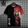 Men's T-Shirt Cartoon Cat Graphic Japanese Samurai Print Casual Pullover For Men Top Loose Short Sleeve Tees Men's Clothing Tops