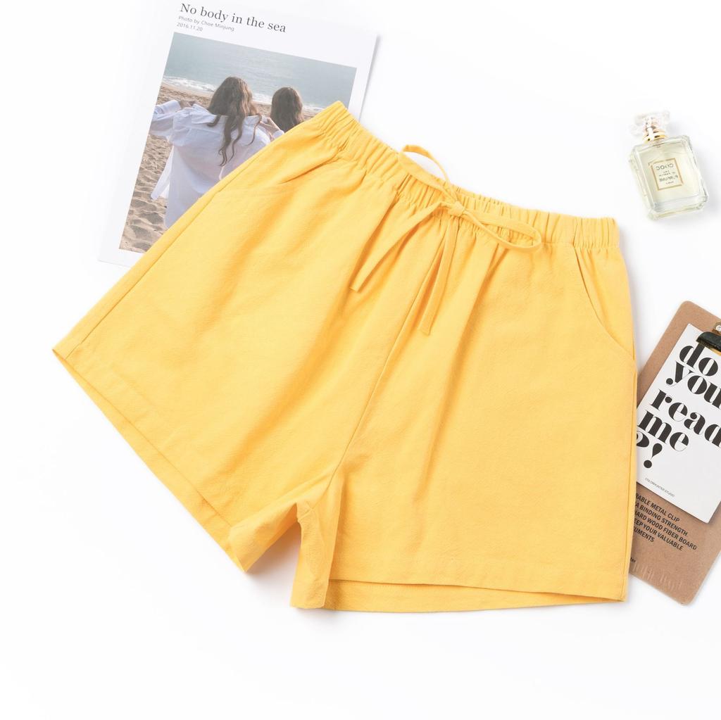 Spring and Summer New Cotton and Linen Shorts Women's Outer Wear Thin A- Shown Wide Leg High Waist Slimming Plus Size Loose Casual Shorts for Women