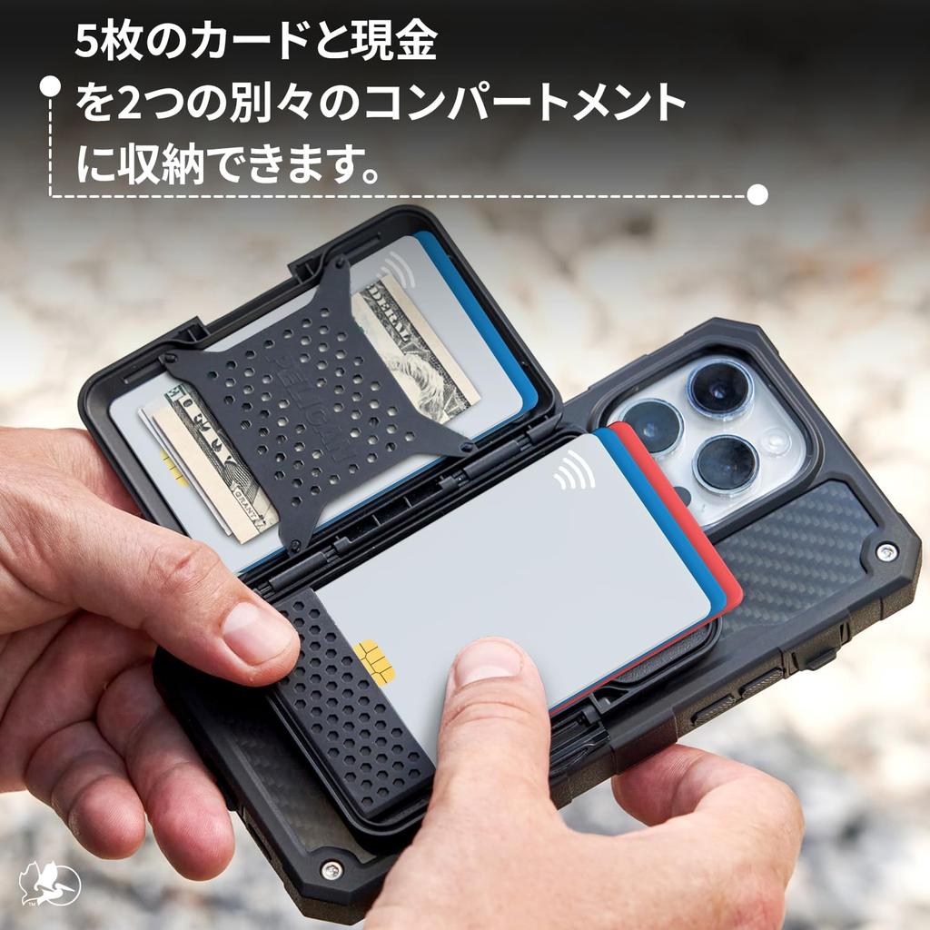 PELICAN Кошелек для карт MagSafe IPX4 Водостойкий, Кевлар, Блокировка RFID PP051214 (для iPhone 12–15)