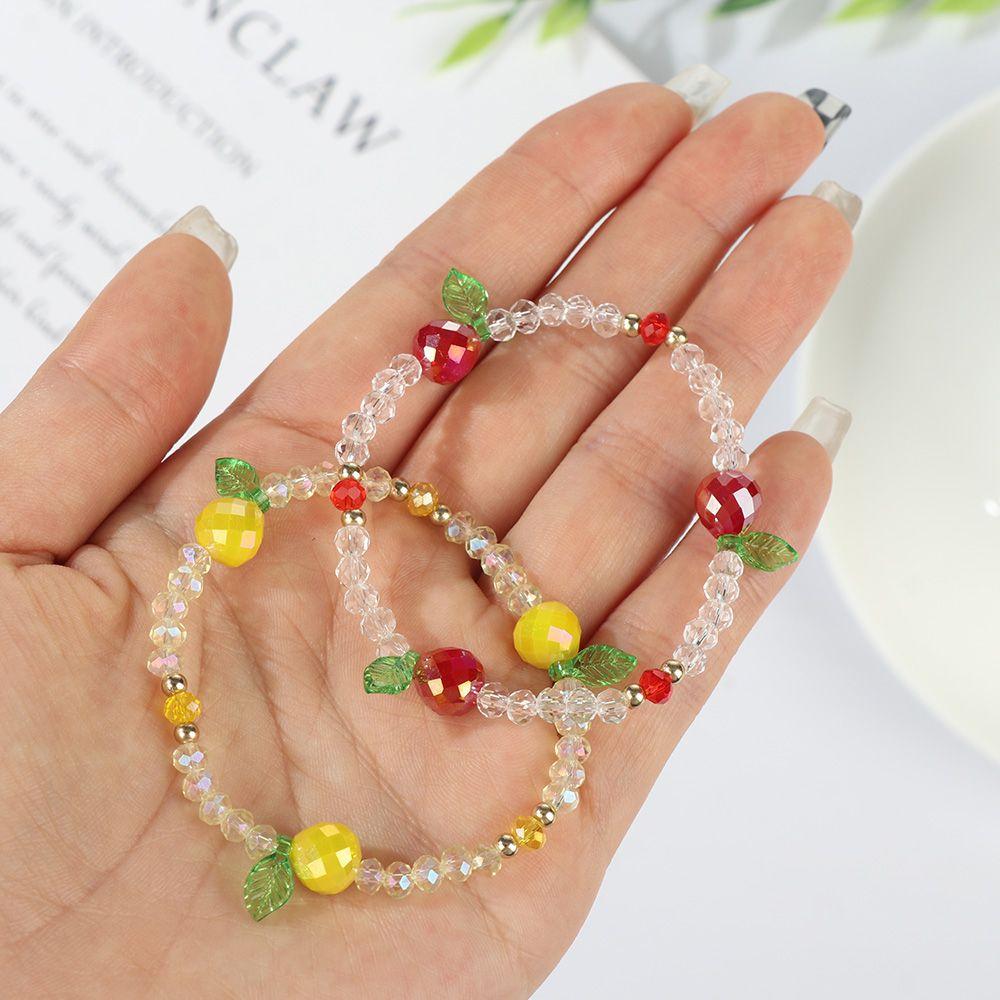 Women Girl Sweet Fruit Crystal Beaded Bracelet Bangles Glass Crystal Stone Elastic Rope Bracelets