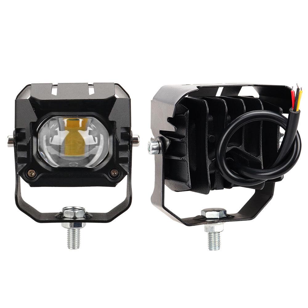 Двухлучевой светодиодный прожектор для автомобилей и мотоциклов - Желтый и Белый