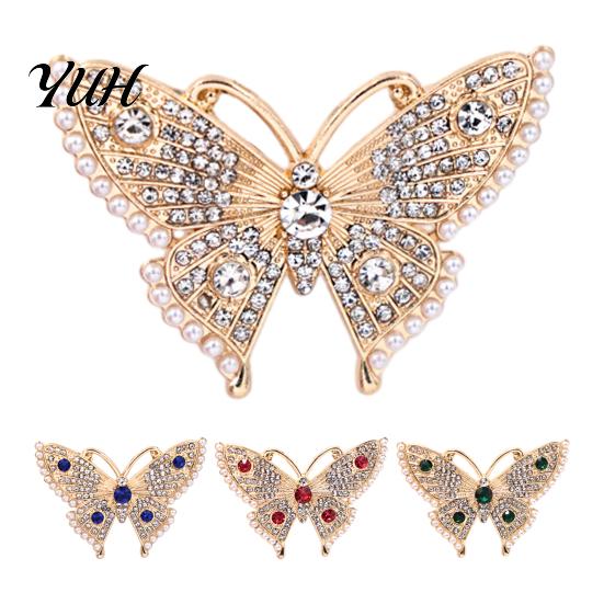 Daily Wear Jewelry Women Rhinestone Butterfly Brooch Pin, Vintage Insect Alloy Badge Pin Accessories for Wedding Party Prom Backpack Decoration Pins
