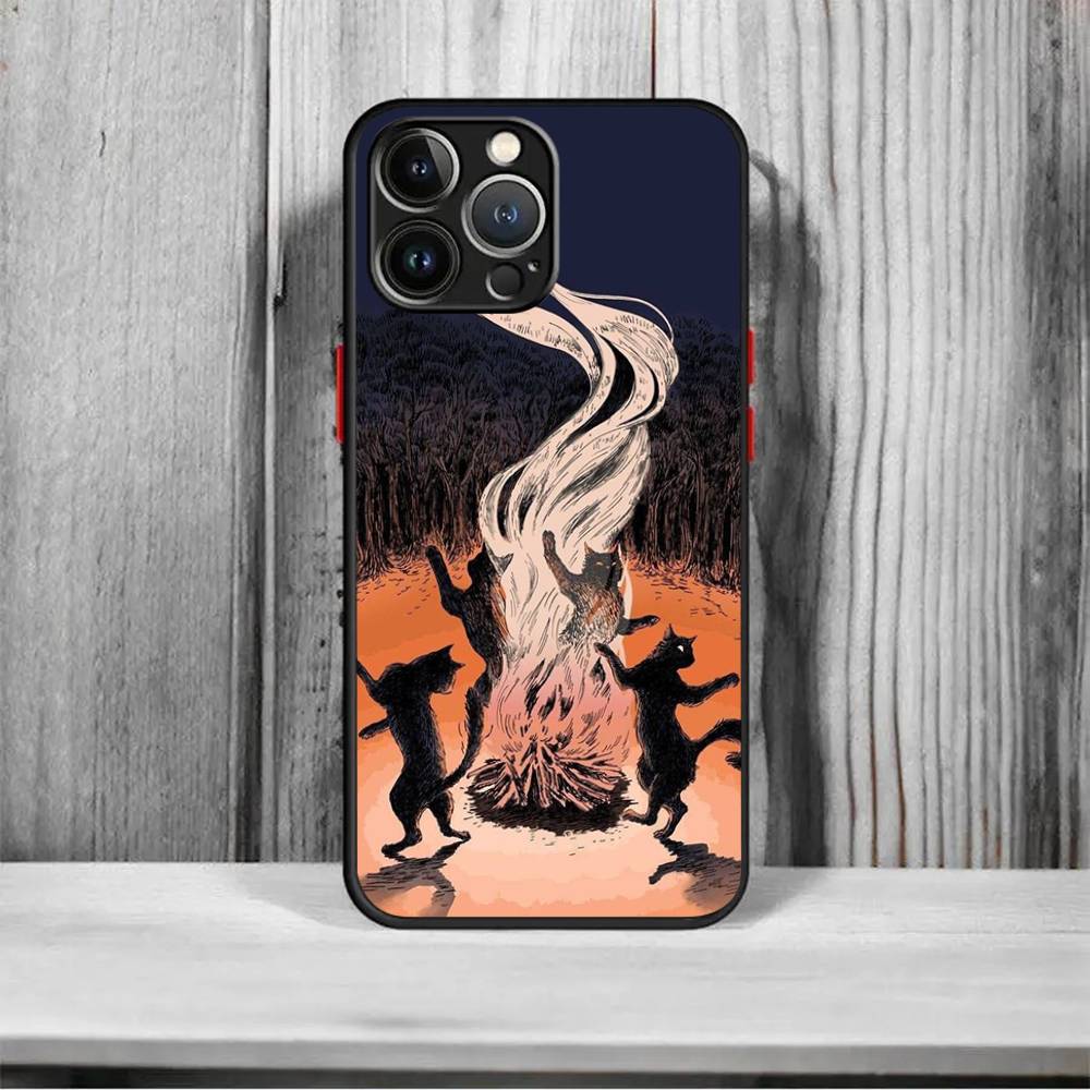 Темный Забавный Монстр Кот Матовая Крышка Для iPhone 16 15 14 11 12 13 Mini Pro Max X XR XS MAX Чехол для Телефона ударопрочный