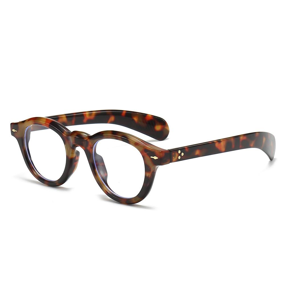 Oval flat glasses, women's eyewear, glasses frame with rivet embellishments