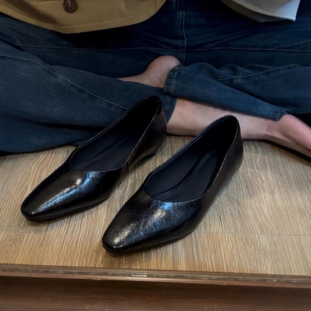 Soft Sheepskin Minimalist High-end Shallow Mouth Single Shoes Women's 2025 New Square Head Temperament Oil Wax Mary Jane Shoes