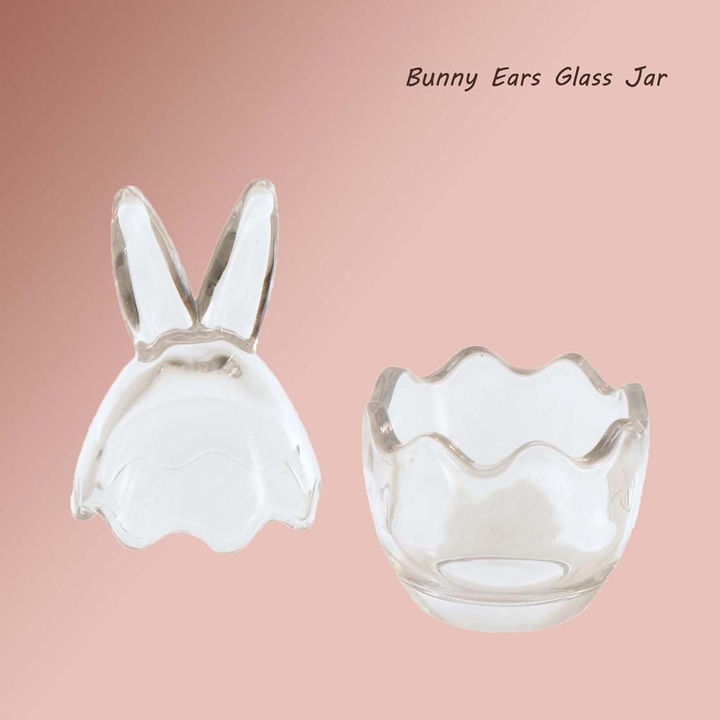 2 шт. Премиум стеклянная банка Мини Яйцо для хранения 2 упаковки/лот Пасхальный кролик Ухо Банка Маленькая Яйцо для хранения Прозрачная стеклянная чашка Ухо