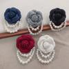 1PC Brooch Pin Women's Vintage Jewelry Gift Camellia Flower Fabric Corsage Pearl Tassel