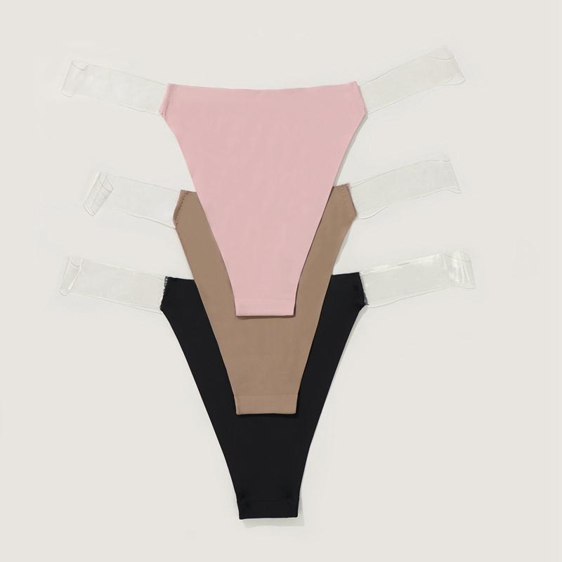 3 шт. женские трусики с низкой талией, маленькие размеры, простые стринги с прозрачным поясом, комплект нижнего белья XS SML
