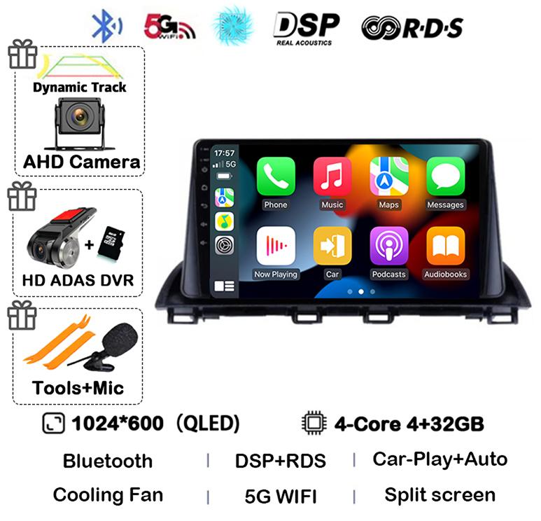 Android 14 Carplay Auto For Mazda 3 Axela 2013 - 2019 Car Radio Multimedia Player GPS Navigation Video Stereo Head Unit 2Din DVD