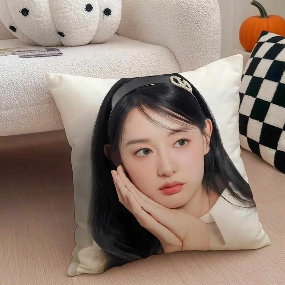 Talented Korean Beautiful Actress KKim Ji Won Cushion Cover Throw Pillow Cover Hidden Button Durable Polyester Chair Cushion