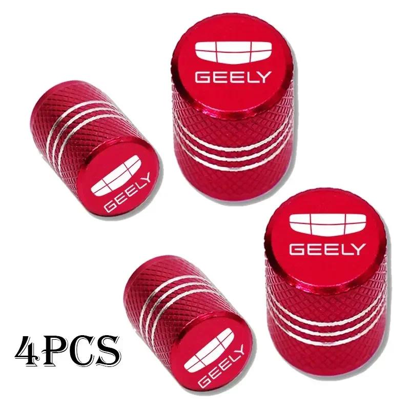 4pcs Car Wheel Tire Valve Caps Tyre Stem Covers Airdust Waterproof for Geely Atlas Coolray Emgrand EC7 EC8 X7 EX7 CK2