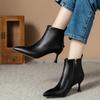 Fashion Boots Women Short Boots Autumn and Winter 2024 New High Heel Thin Heel Versatile Leather Fashion Boots Women Heels Women