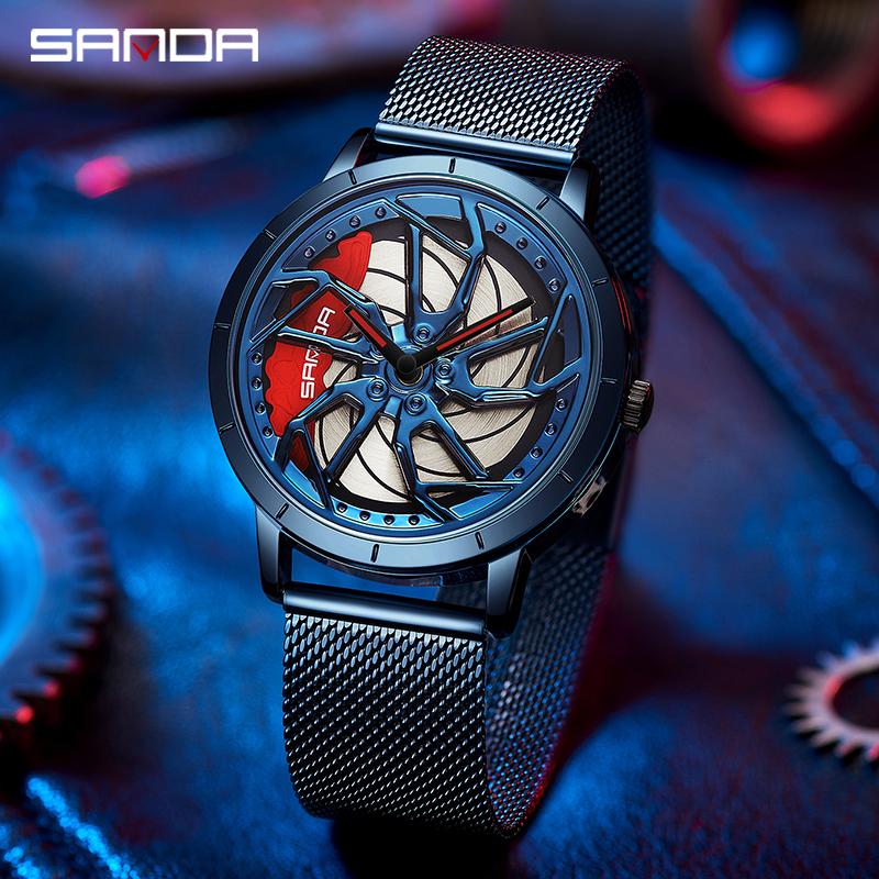 Sanda 1086 Sport Men Watch Top Brand Luxury Military Rotate Dial Waterproof Male Clock Business Original Quartz Steel Wristwatch
