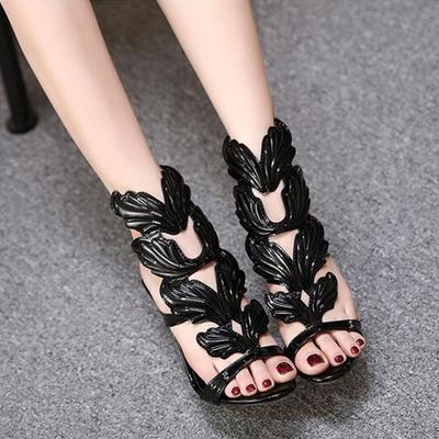 Женская обувь Звезда Металлические Крылья Тонкий Каблук Супер Высокий Каблук Босоножки с Открытым Носком Женские Туфли на Высоком Каблуке