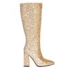 Fashion Sexy Knee High Boots Women Fashion Zipper Luxury Gold Silver Long Boot Block Heels Autumn Winter Shoes Female Large Size
