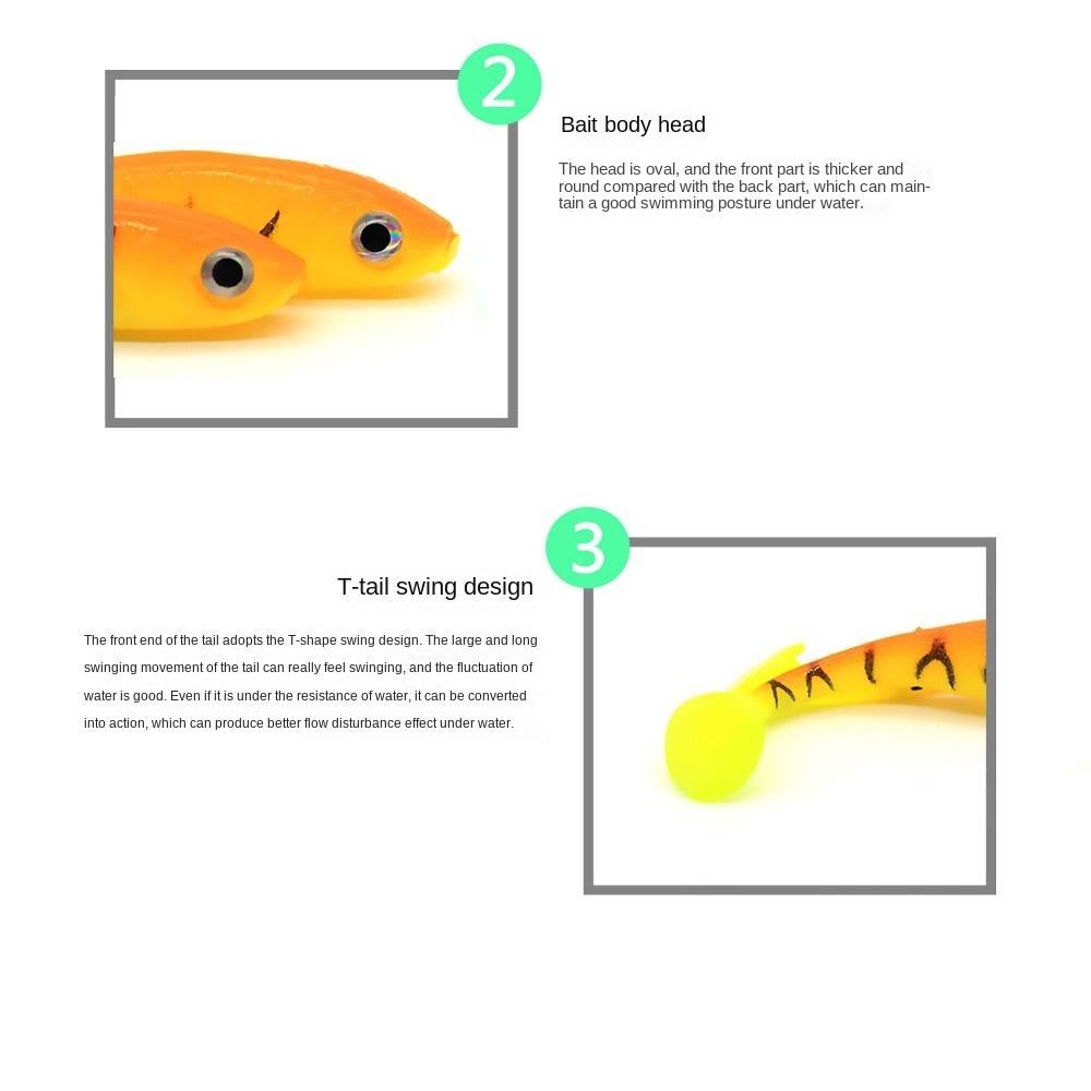 5PCS Artificial T-tail Soft Bait Silicone Jigging Wobblers Paddle Tail Swimbaits  Pike