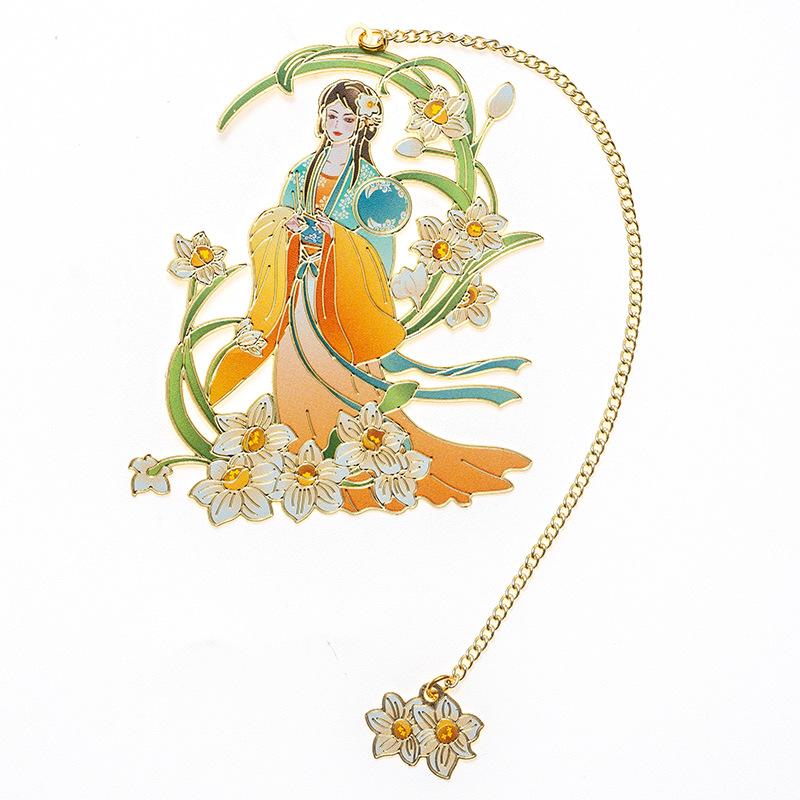 Китайские мифологические сказочные закладки, красивые полые латунные закладки, закладки с цветочной феей, канцелярские принадлежности для девочек