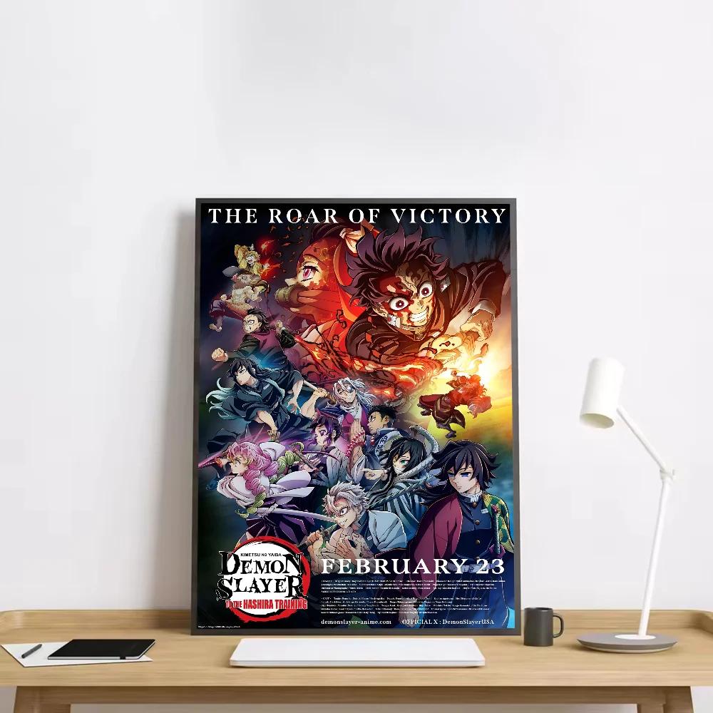 Аниме Фигурка Клинок Рассекающий Демонов Постер HD арт липкий на стену водонепроницаемый дом гостиная спальня бар эстетичное украшение