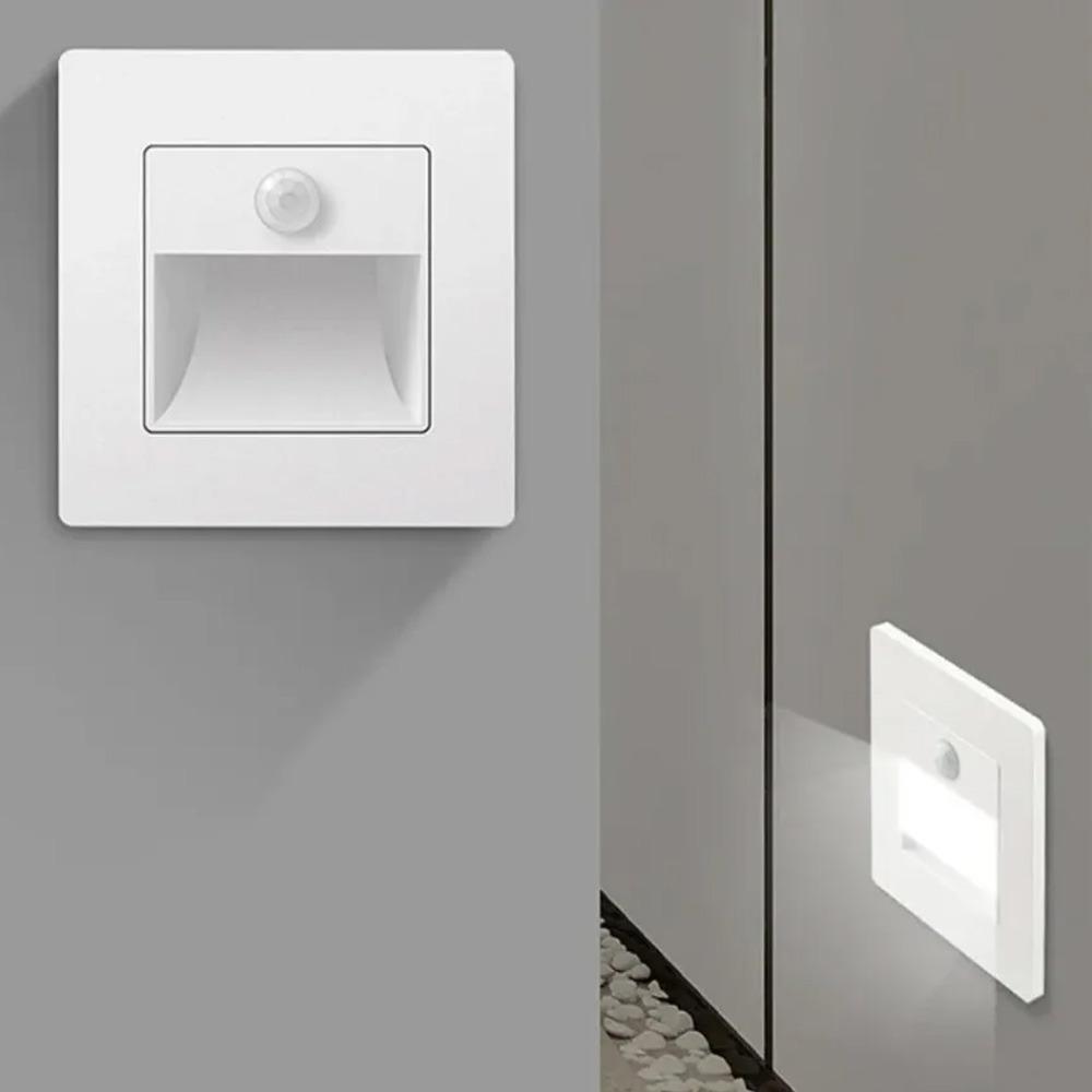 Инфракрасный датчик движения, лестничные светильники, внутренние и уличные лестничные ступени, настенный светильник, 3 Вт, встраиваемый светодиодный светильник для ступенек, украшение для лестницы, спальни