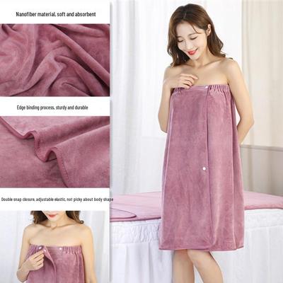 Банное полотенце-обертывание для груди для женщин - Бесшовная юбка для сауны с пряжкой, Впитывающая и мягкая, С гравировкой логотипа