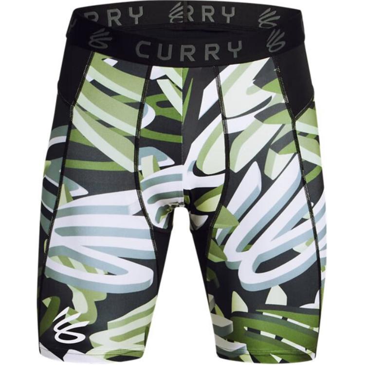 Under Armour Curry HeatGear Printed Letter средней посадки эластичные спортивные шорты мужские шорты светло-зеленые 1379829-383