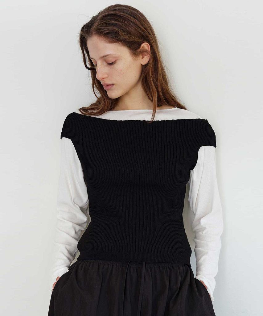 THERYE Off-Shoulder Rib Knit(Black)
