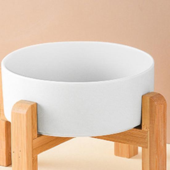 1800ml Elevated Ceramic Cat Bowl Raised Pet Food Bowl with Wooden Stand Anti Vomiting Dog Water Food Dish for Cats Small And Medium Dogs