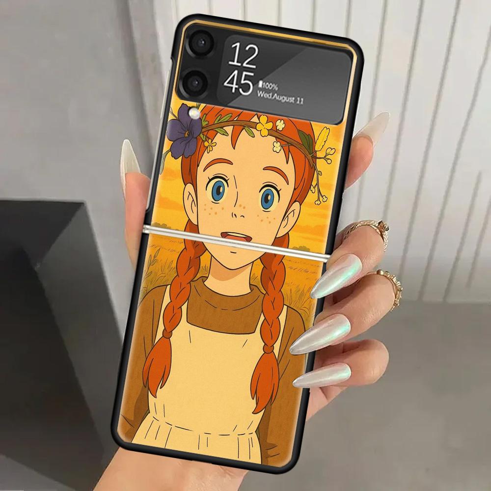 A-Энн из Зеленых Крыш Шерли Жесткий ПК Чехол Для Телефона Для Samsung Galaxy Z Flip 7 6 5 4 3 Черный ZFlip7 ZFlip6 Flip5 Flip4 Flip3 5G P