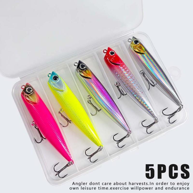 5pcs Topwater Popper Lure Set Small Game Fishing - 9cm 10.5cm ABS Floating Surface Walker