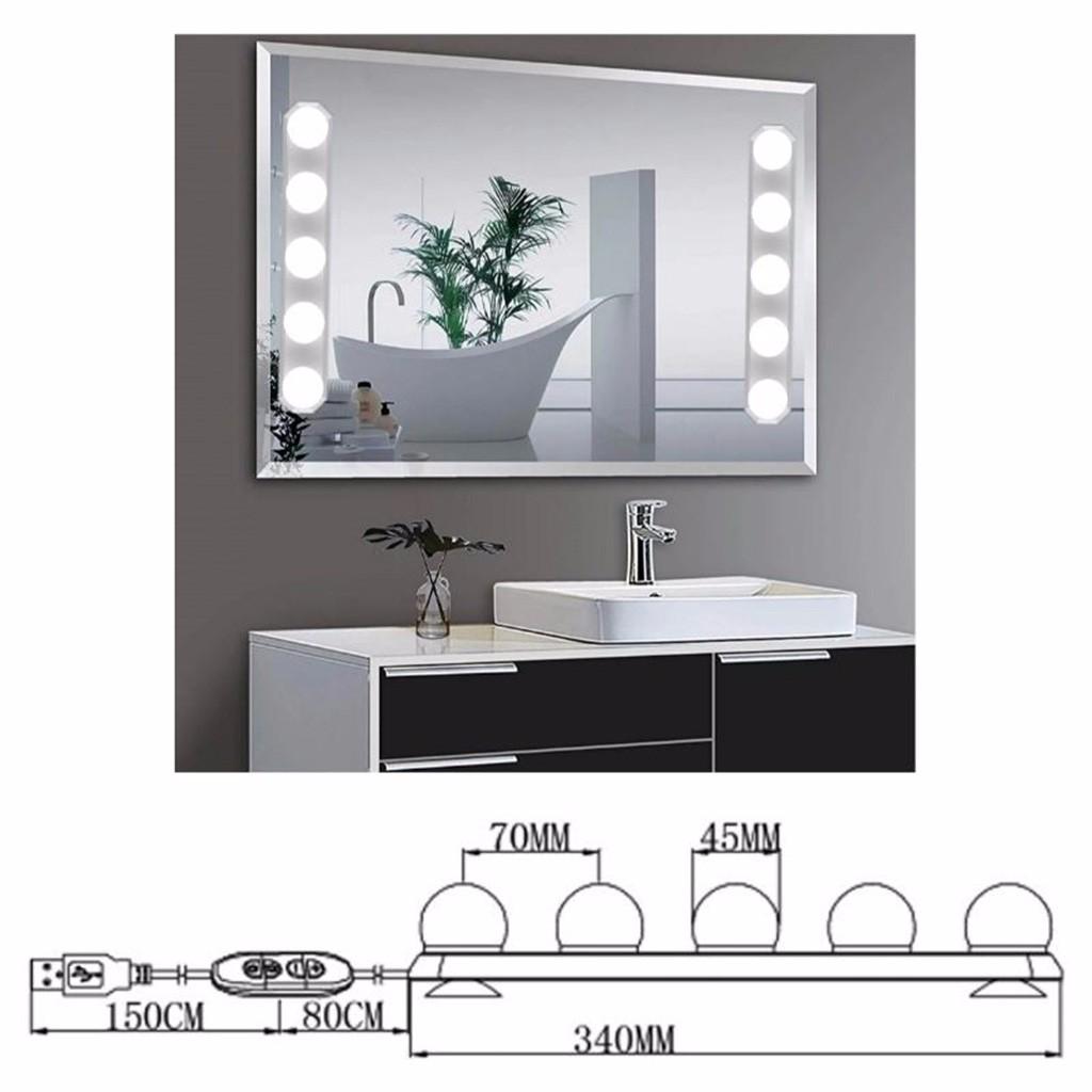 Светильник для макияжа супер яркий с 5 светодиодными лампами, с питанием от батареи, для ванной комнаты