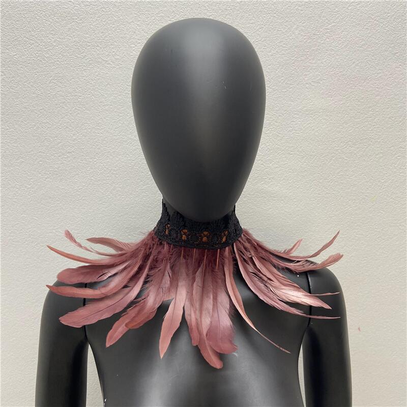 32 см Роскошный панк-перо чокер кружевное перо ожерелье готический перо шарф