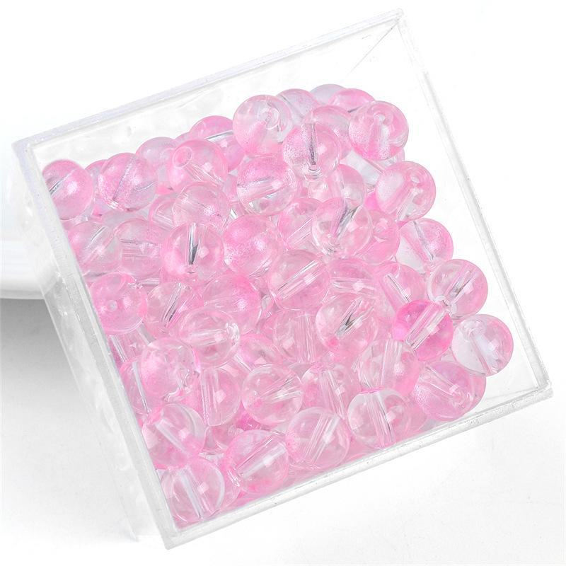 Комплект браслетов из бисера Summer Jelly Gold Glitter: Двойные стеклянные круглые бусины и полусахарные пузырчатые бусины