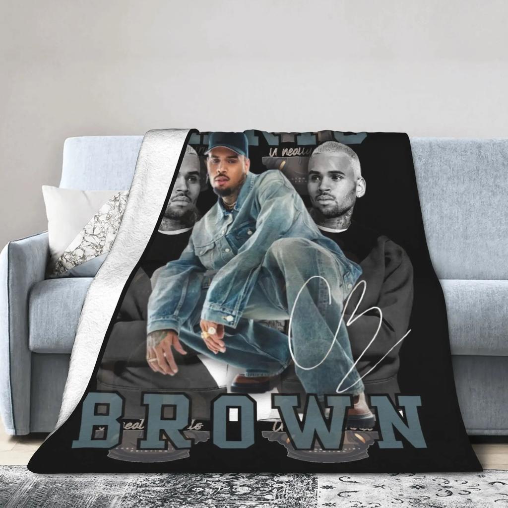 Chris Brown XX Soft Warm Plush Throw Blanket for Couch Bed Flannel Bedspread Cover Gift for Girls Boys