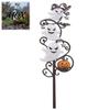 Durable Iron Garden Stakes Halloween Ghost Ground Stake with String Light, Lighted Metal Yard Art Sculpture for Photography Props Lawn Path