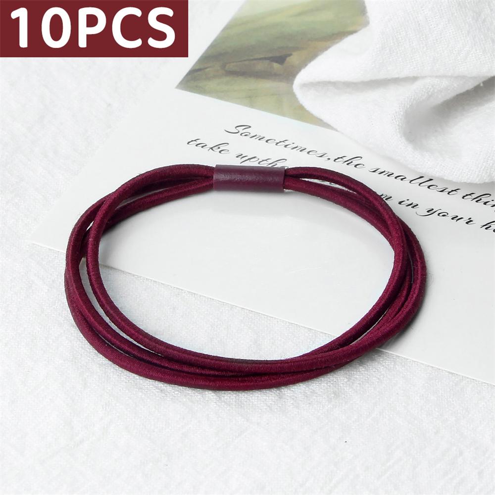 10 шт. Простые многослойные резинки для волос Женские базовые однотонные резинки Аксессуары для волос Повязка-держатель Скранчи Подарок для девочки