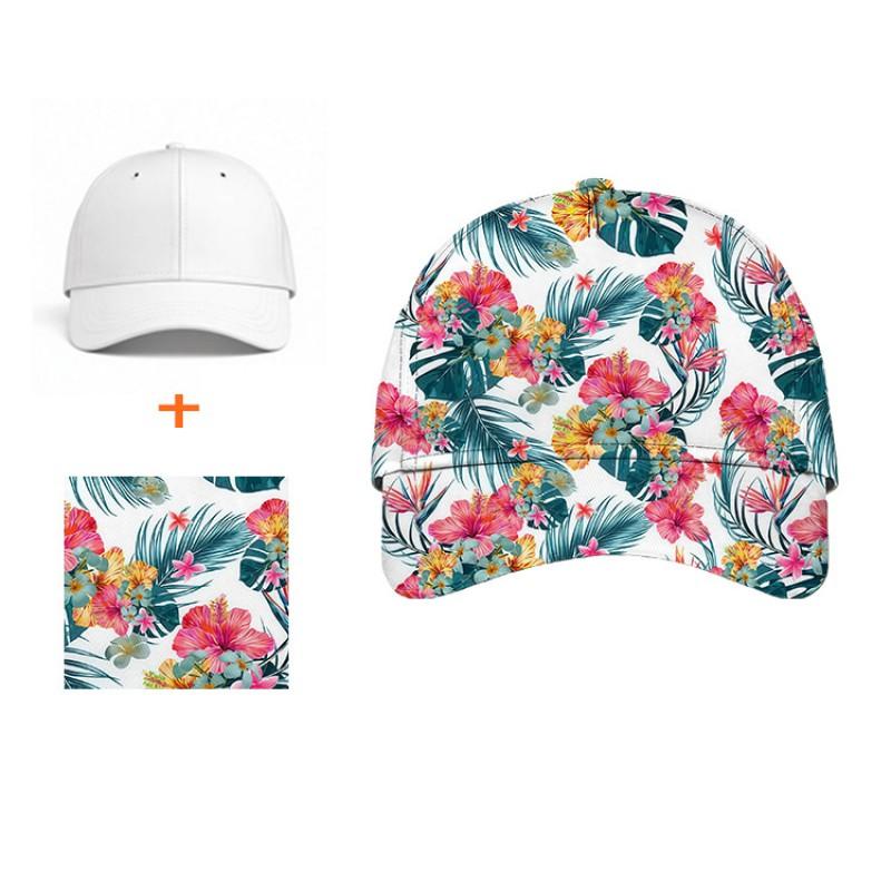 Unisex Foldable Baseball Cap With Botanical Print Digital Outdoor Sun Protection Hat Adjustable Short Brim