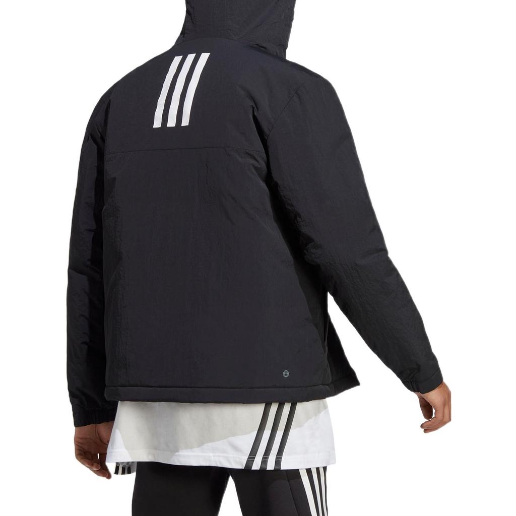 adidas Мужская куртка с капюшоном на молнии с принтом логотипа, черная HT8715