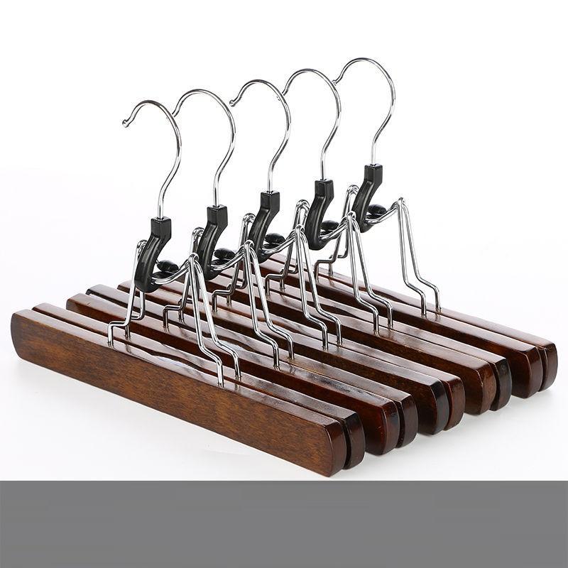 5-30PCS Wooden Pants Skirt Hangers Smooth Solid Wood Non Slip Jeans Slack Clamp Hangers Hair Extension Hangers with Swivel Hook