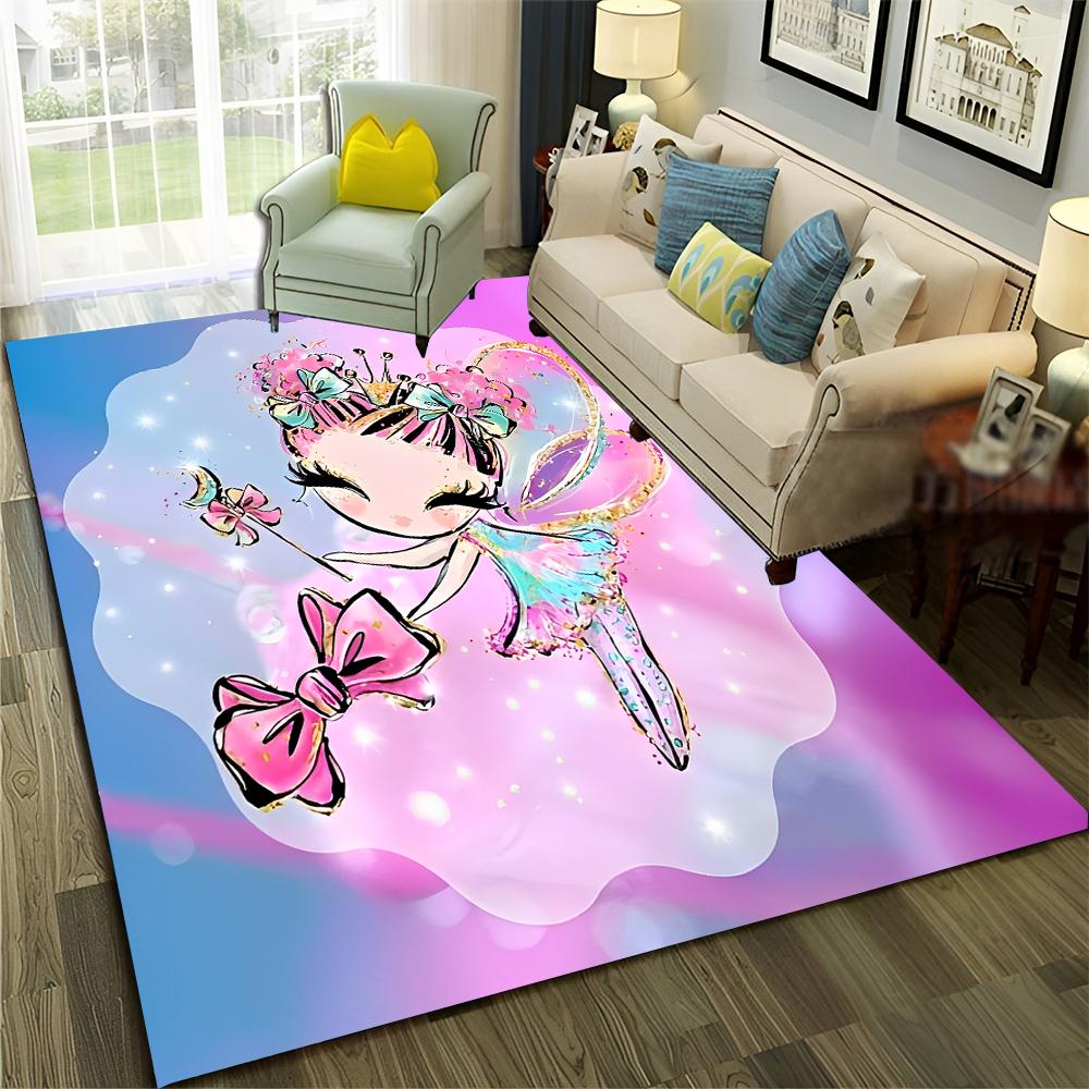 Ballet Girl Ballerina Swan Cartoon Carpet Rug for Home Living Room Bedroom Sofa Doormat Decor,kids  Area Rug Non-slip Floor Mat