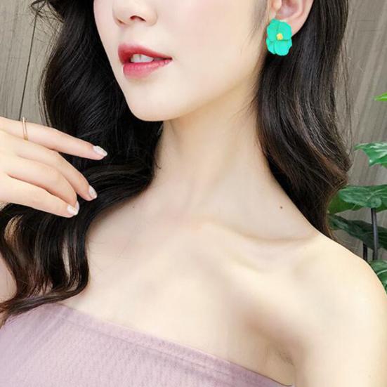 Женщины живопись многоцветный цветок серьги-гвоздики летний пляж ювелирные изделия подарок