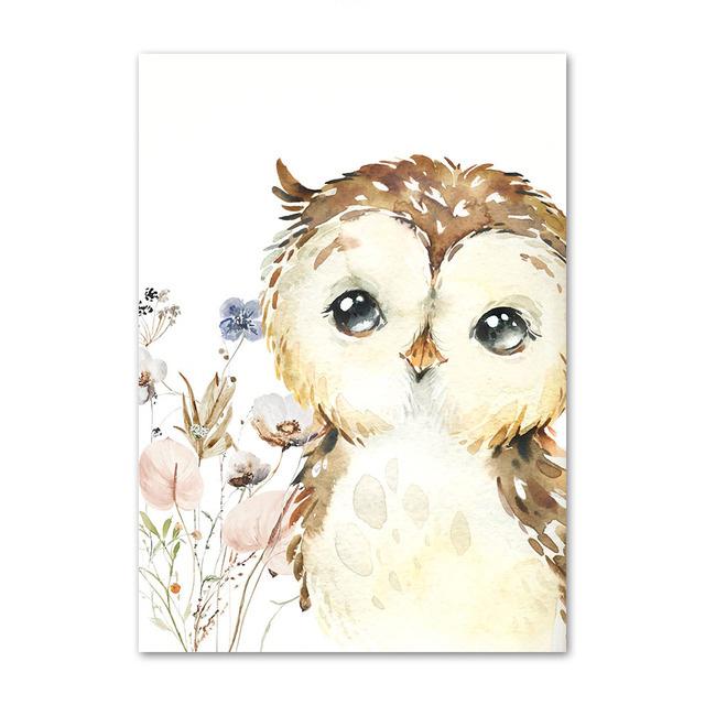 Personalized Poster Baby Name Custom Canvas Painting Print Lion Elephant Raccoon Rabbit Wall Art Decoration Kids Bedroom Picture