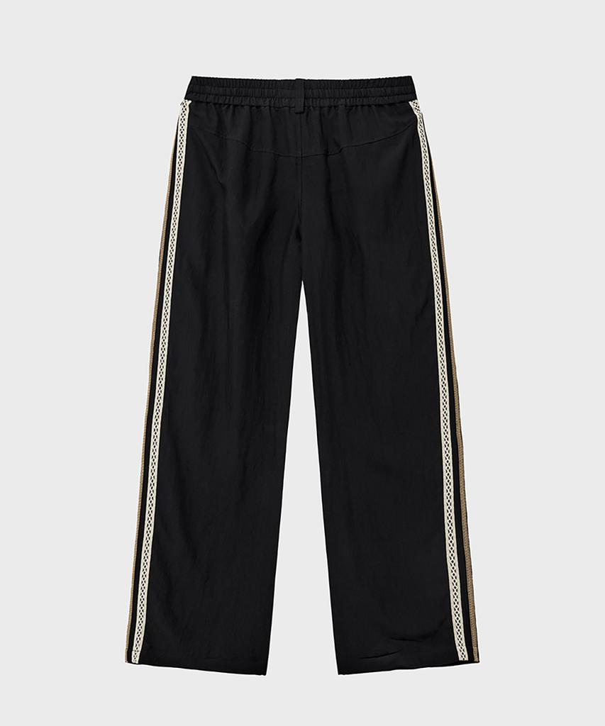 NOIRER Elastic Waist Wide Track Pants (Black)