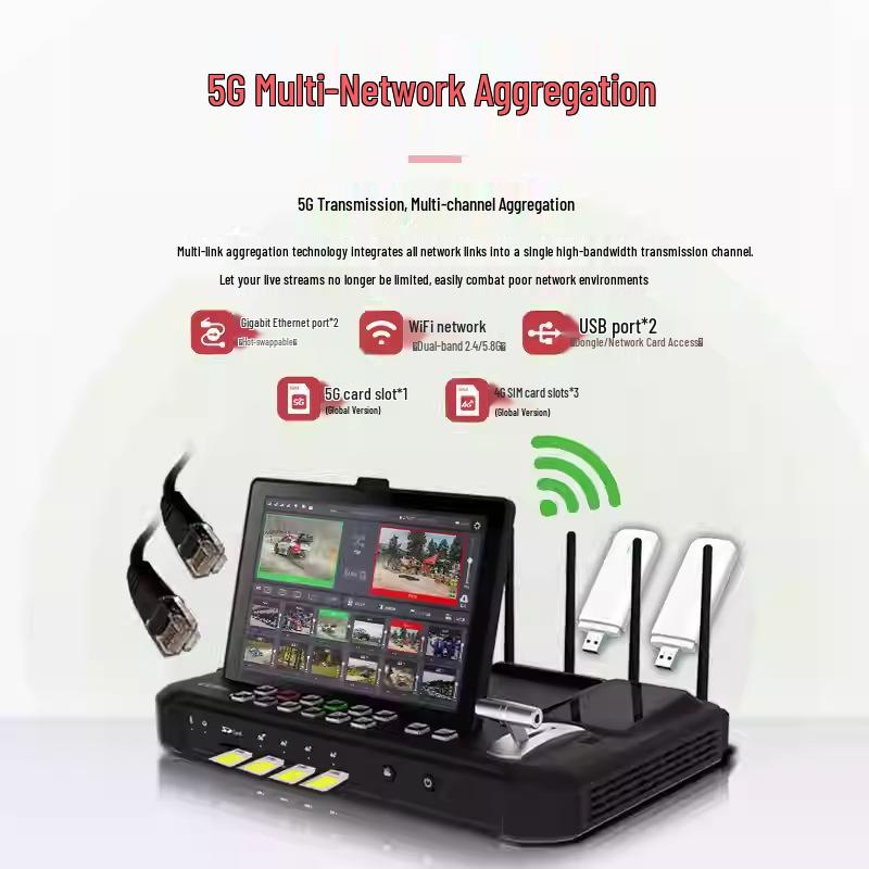 Консоль режиссера 8Ucast R10: 12-канальный переключатель, 5G-стриминг, Синхронизация кадров в реальном времени, Зеленый экран.