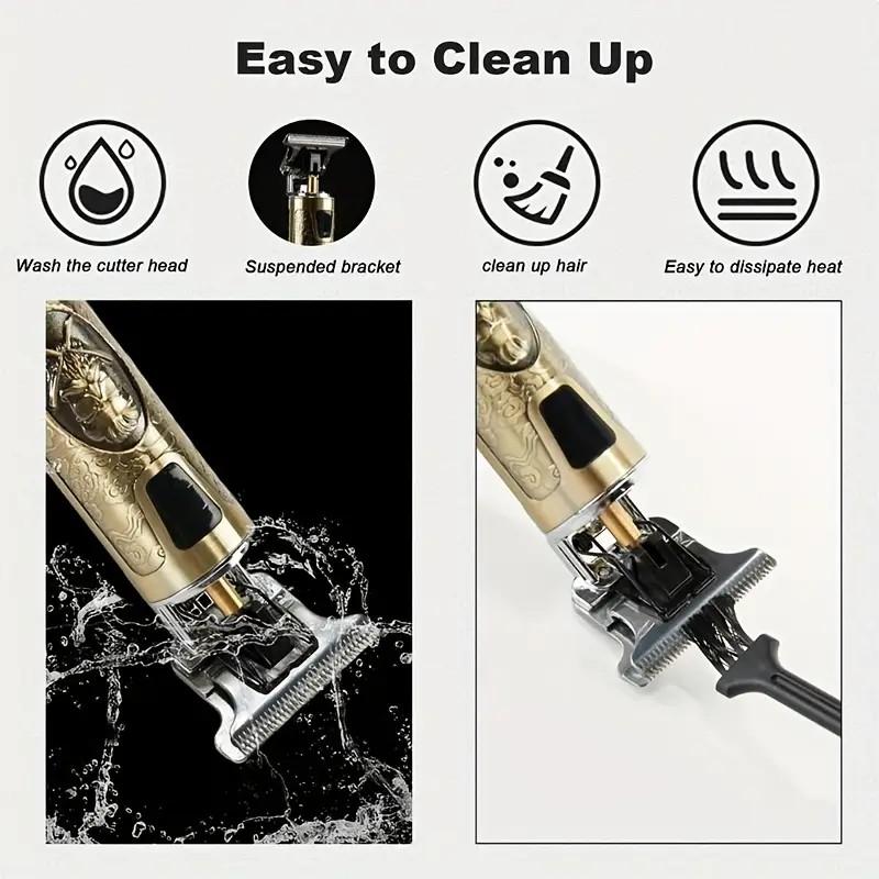 [Комплект перезаряжаемых машинок для стрижки волос] 1 шт. USB перезаряжаемая профессиональная электрическая машинка для стрижки волос - питание от литиевой батареи, 4 регулируемых гребня