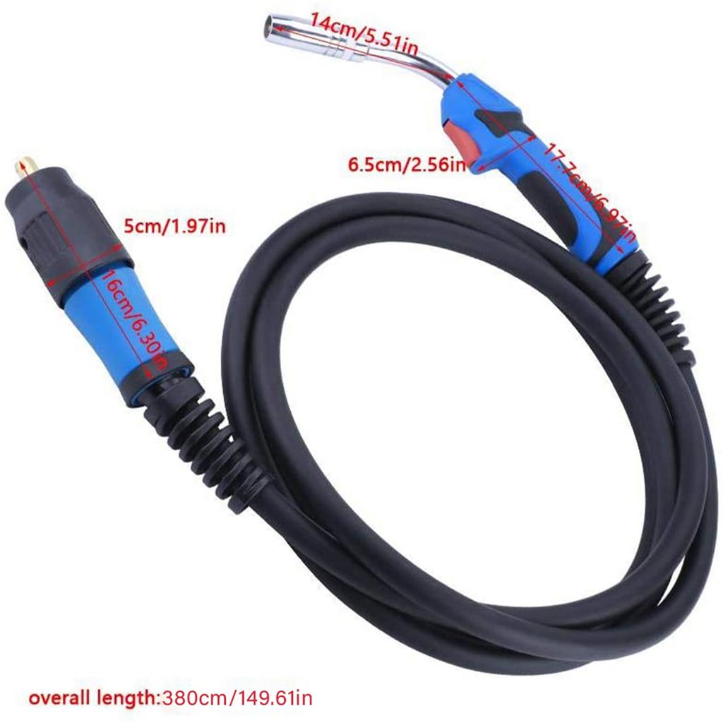 MIG Gas Shielded Welding Torch MB25AK Euro Standard Fitting Connector 3.8M
